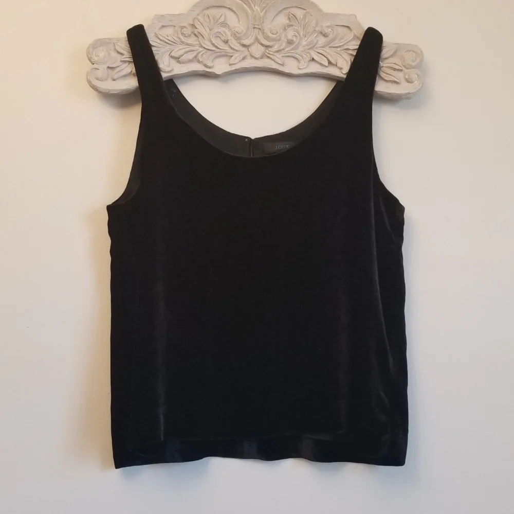 J. Crew Black Velvet Sleeveless Tank Top Size XS Scoop Neck Dressy